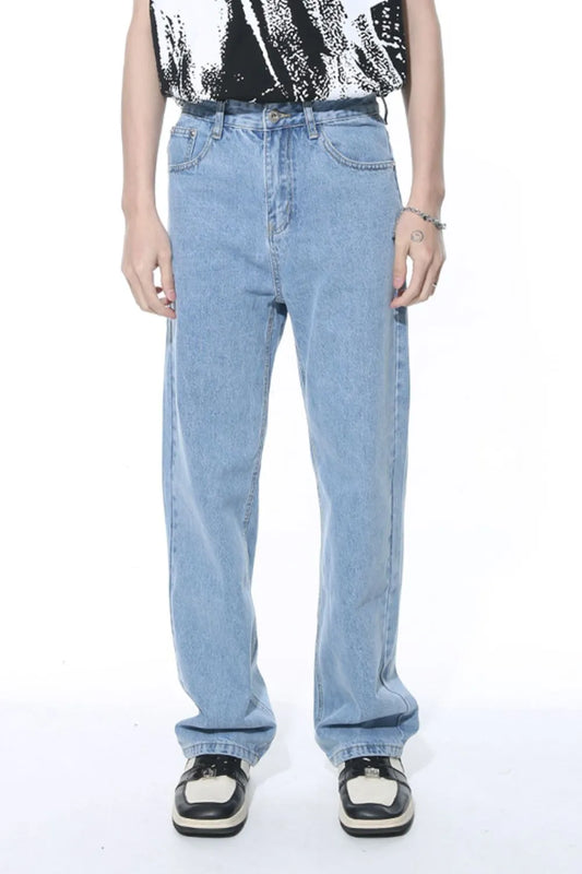 Vintage Light Wash Straight-Leg Denim Jeans