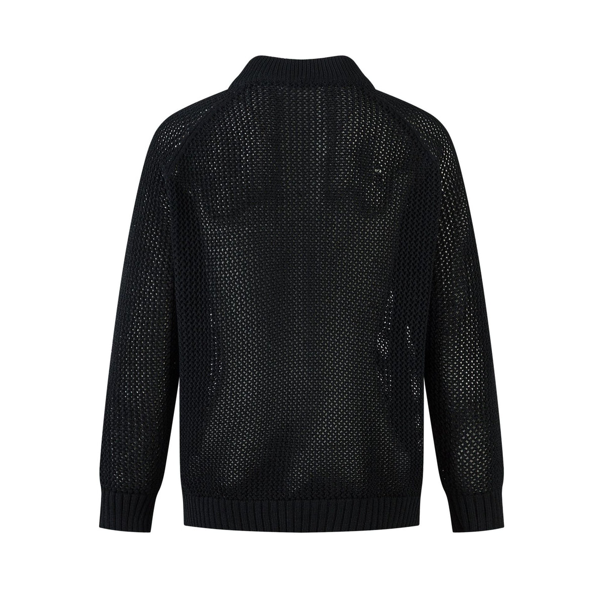 Retro Open-Knit Striped Zip Track Jacket