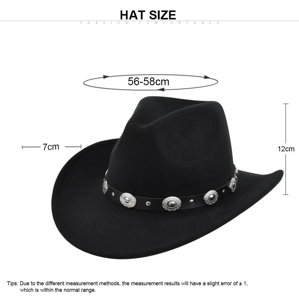 Vintage Studded Band Felt Cowboy Hat