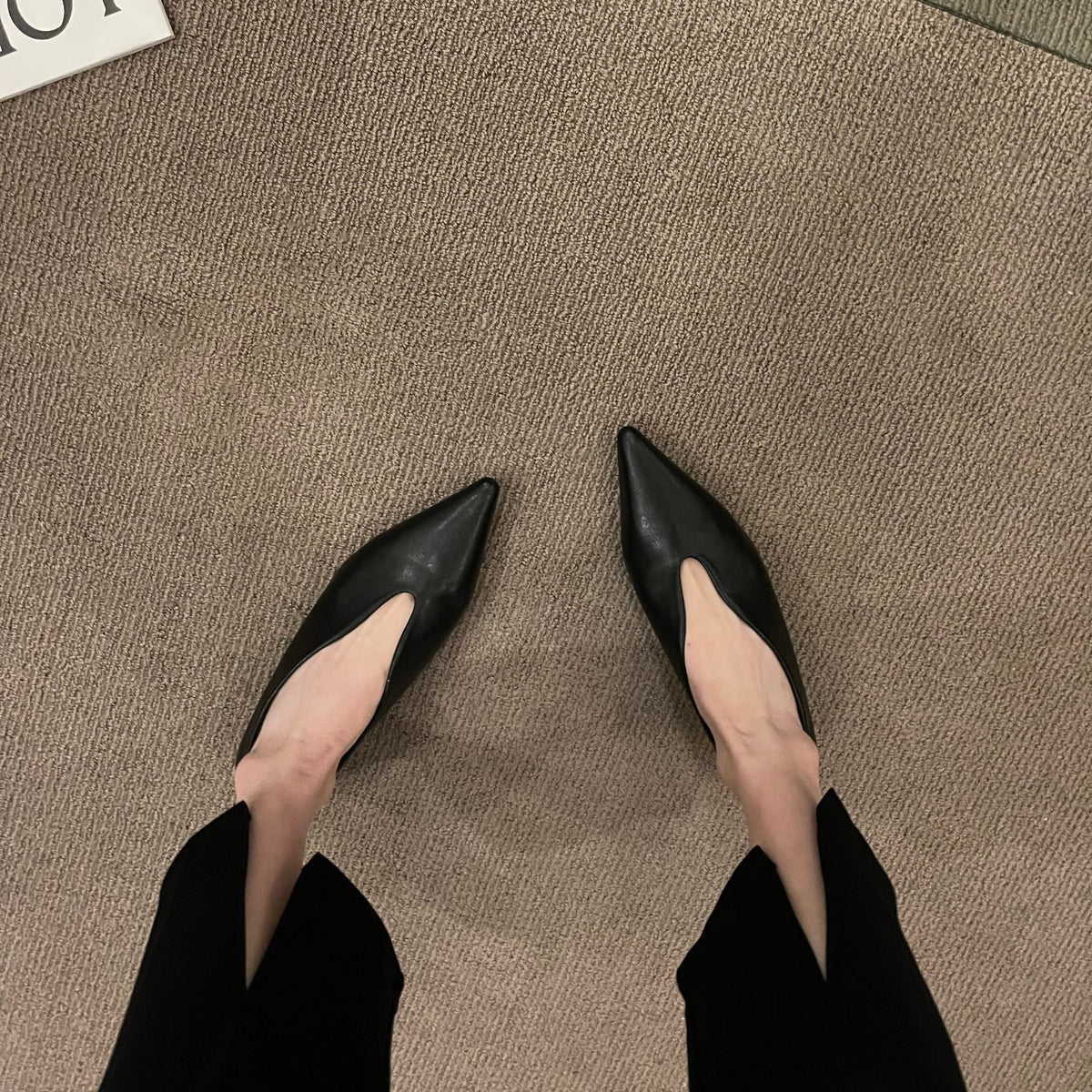 French Vintage Pointed-Toe Low Block Heels