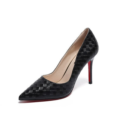 Woven Textured Pointed-Toe Stiletto Pumps