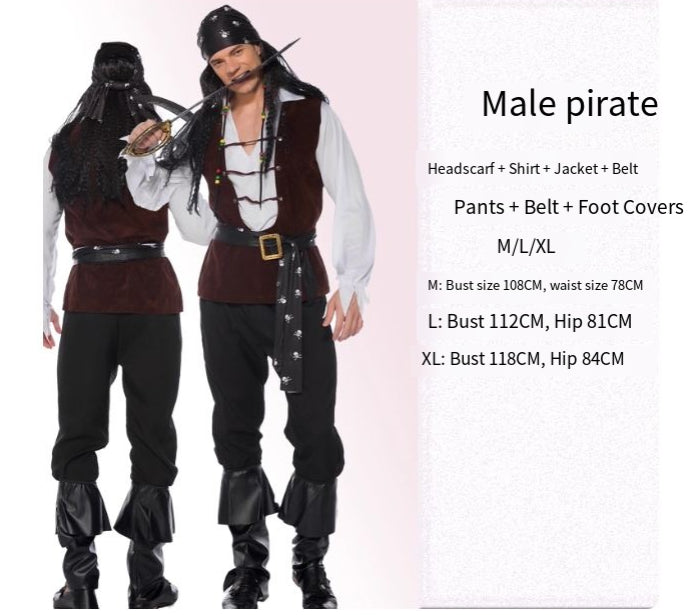 Makeup ball Halloween costume cosplay Captain Jack costume adult male pirate costume Caribbean pirate costume