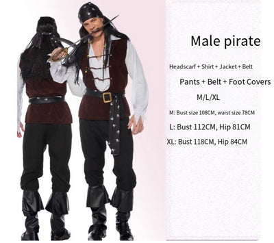 Makeup ball Halloween costume cosplay Captain Jack costume adult male pirate costume Caribbean pirate costume