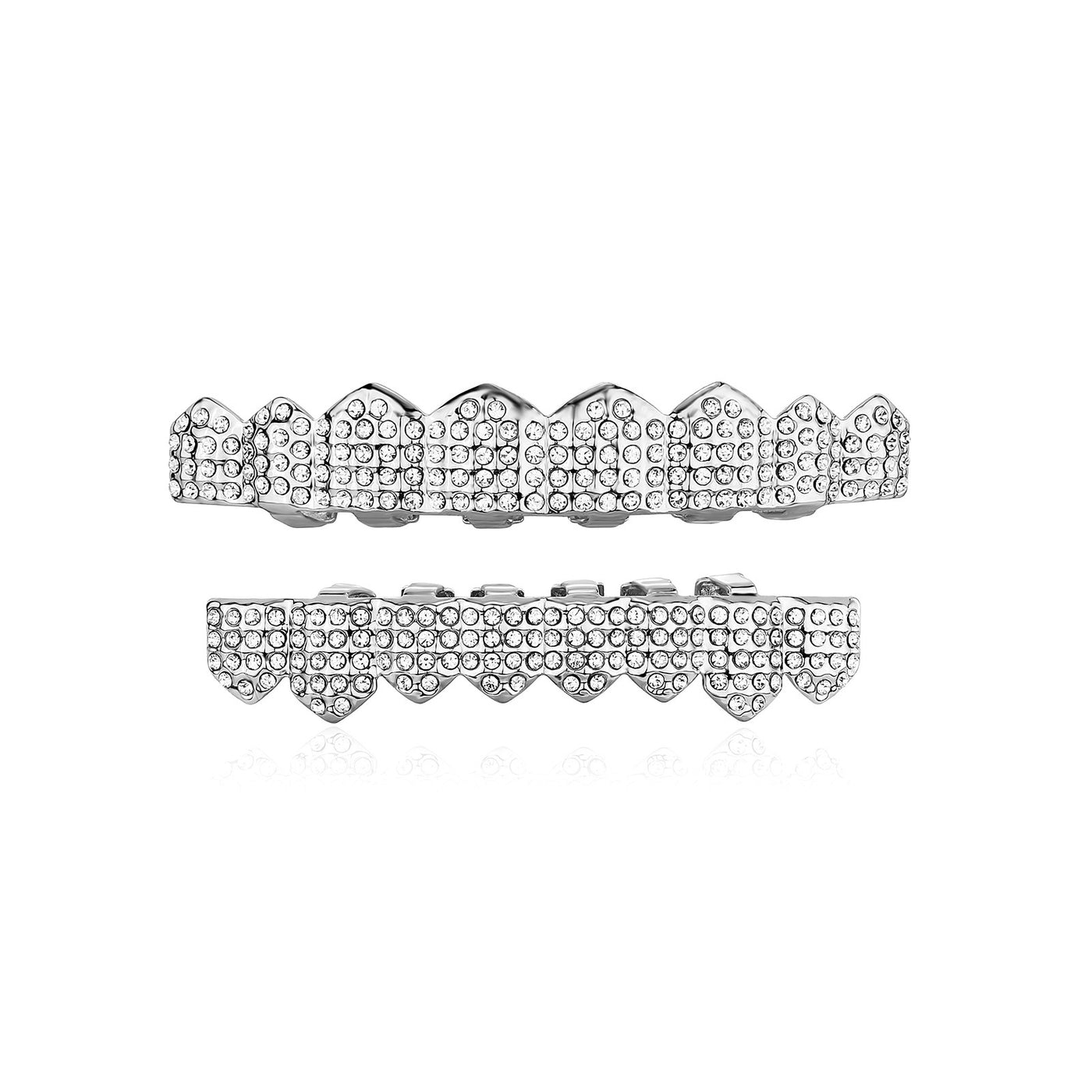 Real gold electroplated gold tooth set eight tooth full diamond hip hop tooth set tee grills