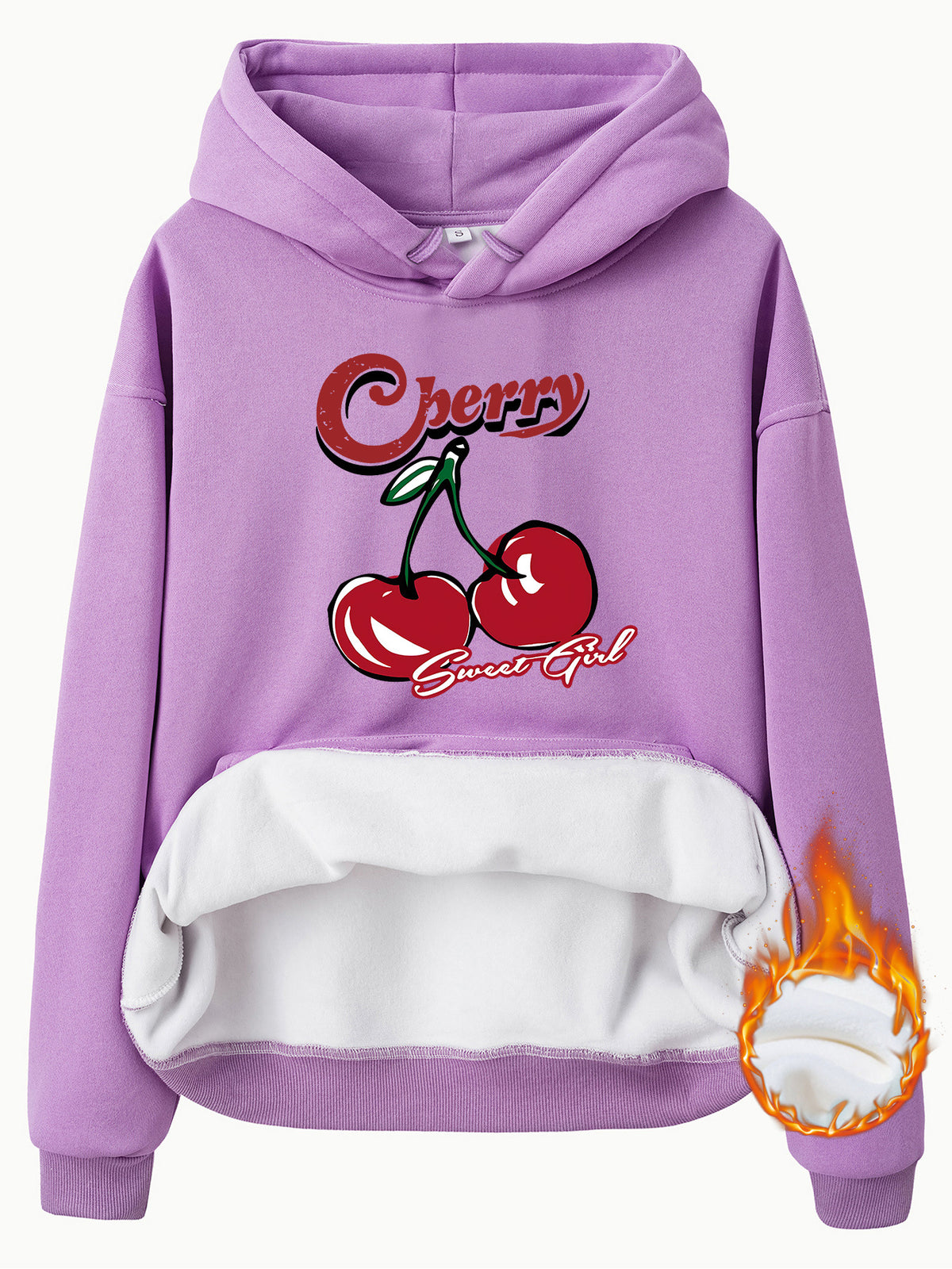 Retro Cherry Sweet Plush Fleece Hoodie