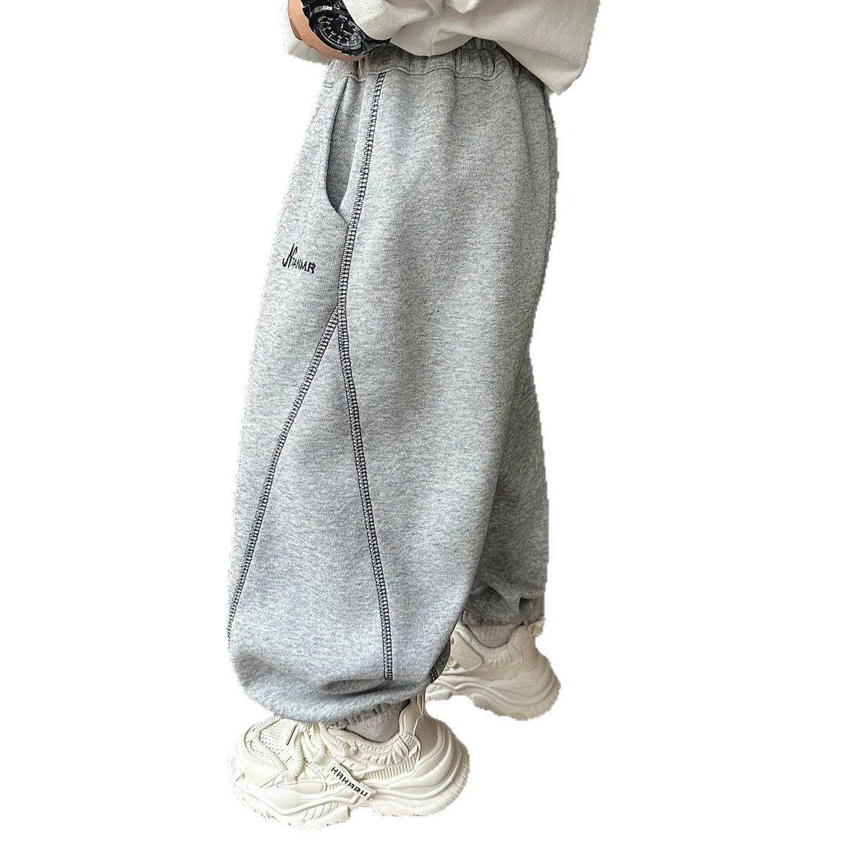 Boys Contrast Stitch Loose Fit Athletic Joggers
