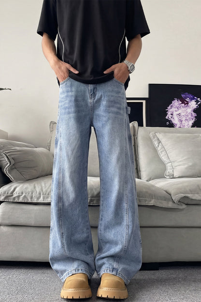 Cyberpunk Studded Flare Wide-Leg Denim Jeans