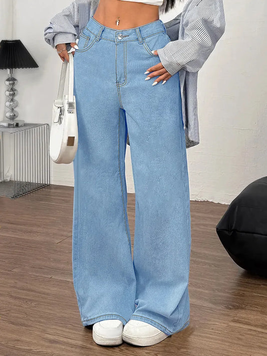 Coquette Embroidered Bow Wide-Leg Jeans