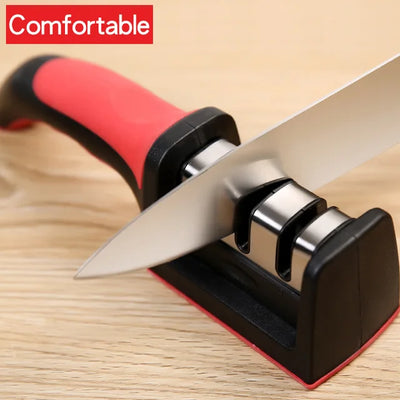 Knife Sharpener Quick Sharpener Professional 3 Stages Sharpener Knife Grinder Non-Slip Silicone Rubber