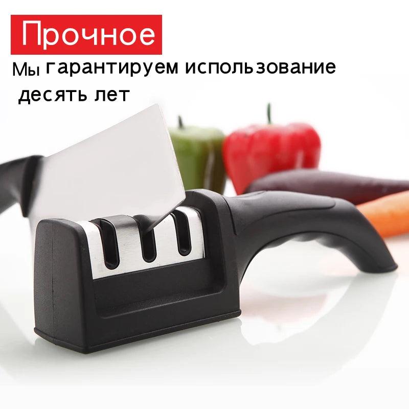 Knife Sharpener Quick Sharpener Professional 3 Stages Sharpener Knife Grinder Non-Slip Silicone Rubber