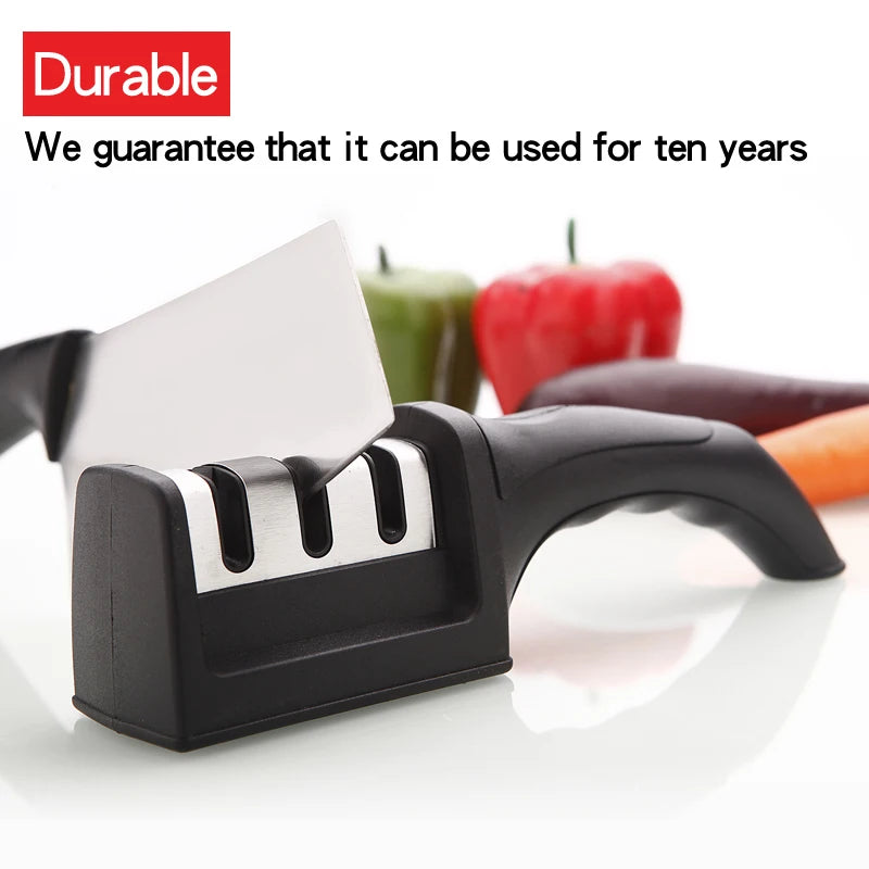 Knife Sharpener Quick Sharpener Professional 3 Stages Sharpener Knife Grinder Non-Slip Silicone Rubber