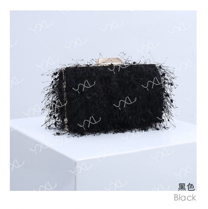 Elegance Feathered Tassel Evening Clutch & Crossbody