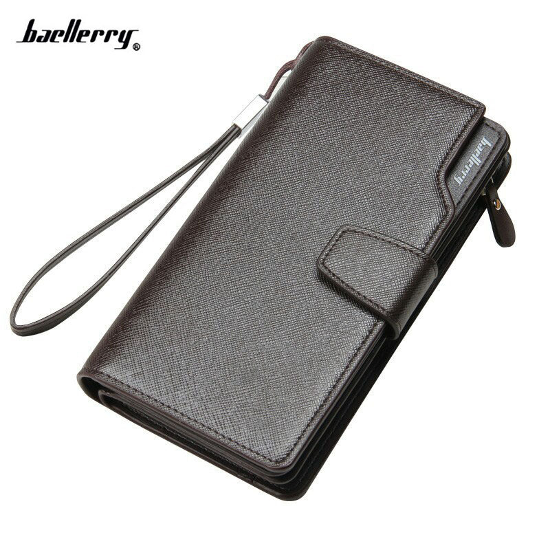 Executive Textured Leather Wristlet Clutch Wallet