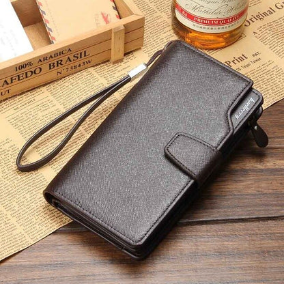 Executive Textured Leather Wristlet Clutch Wallet
