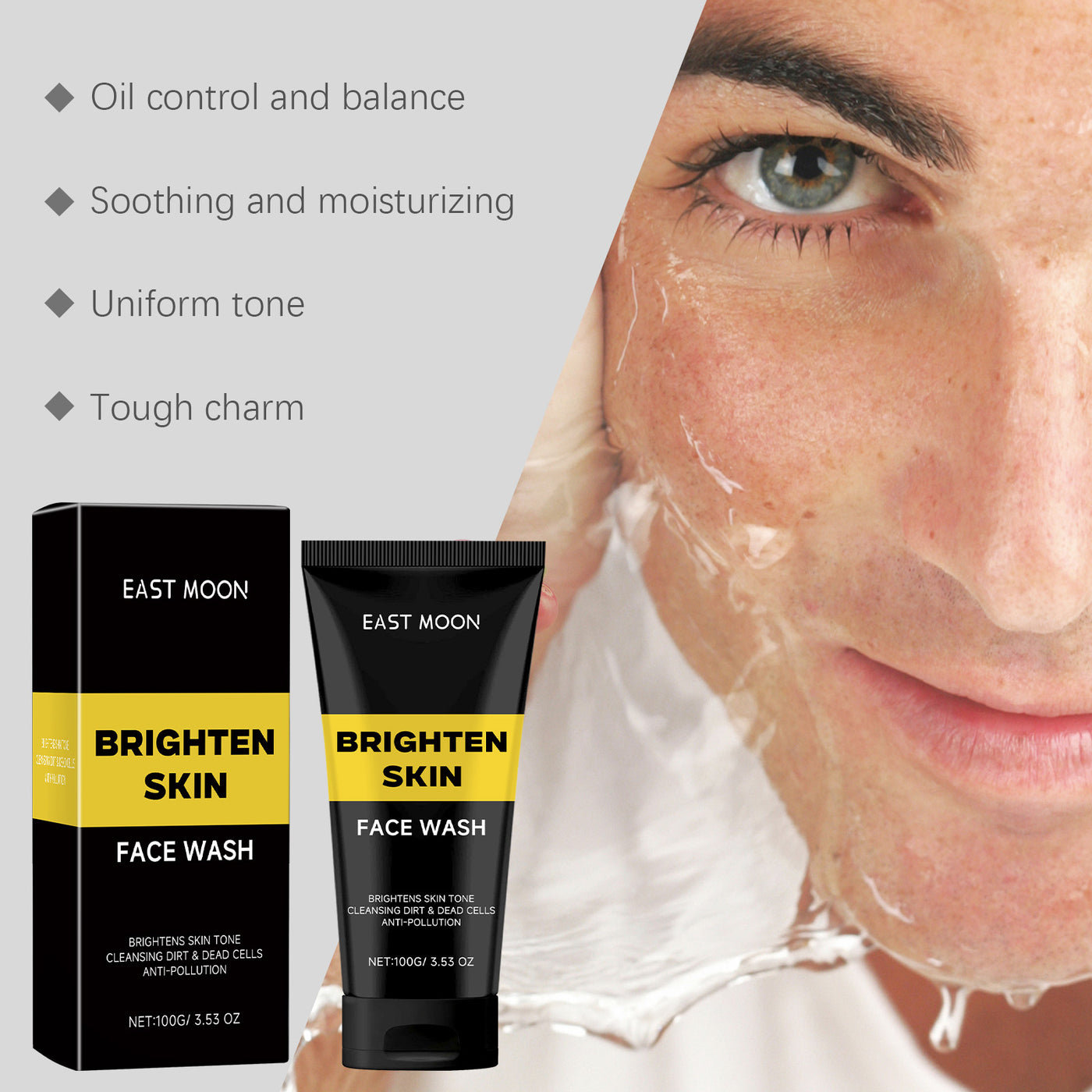 East Moon Facial Cleanser For Men, Moisturizing Cleanser Gentle Moisturizing Foam Deep Clean Not Tight