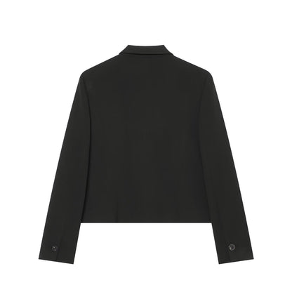 Single-Breasted Cropped Blazer & High-Waist Flared Trouser Suit Set