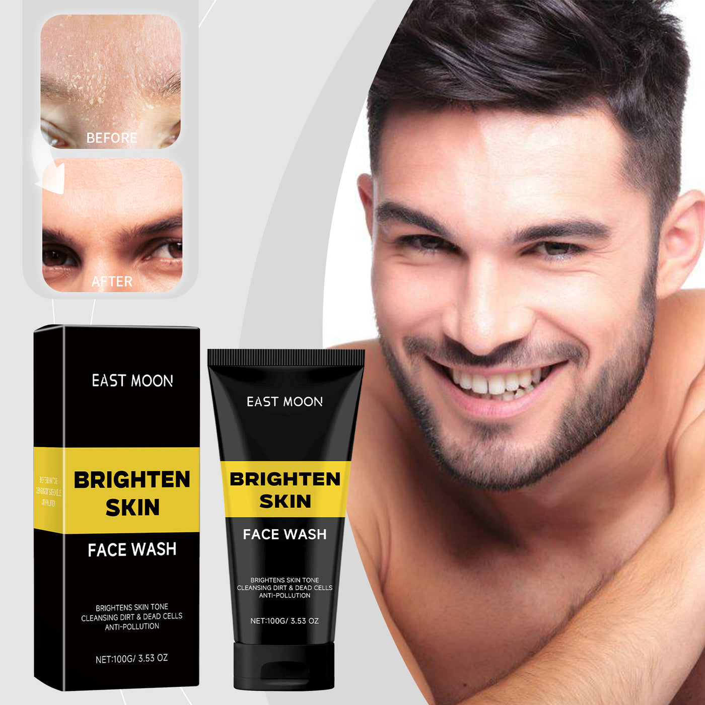 East Moon Facial Cleanser For Men, Moisturizing Cleanser Gentle Moisturizing Foam Deep Clean Not Tight