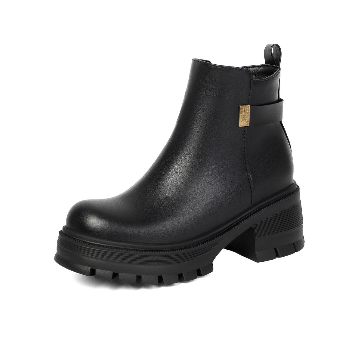 Chunky Lug-Sole Side-Zip Ankle Boots