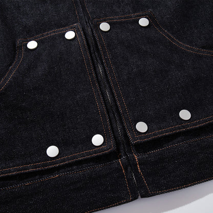 Cyberpunk Studded Crop Denim Jacket & Wide Pants Set