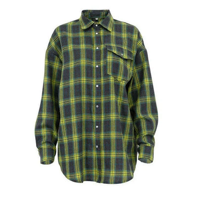 Women’s Long Sleeve Plaid Blouse Casual Spliced Shirt