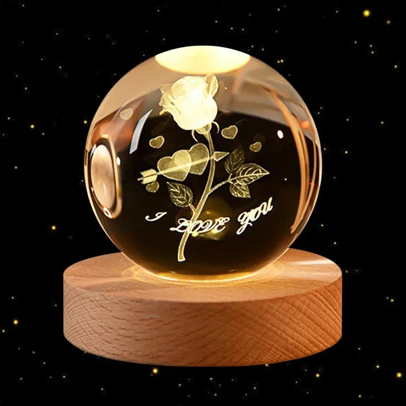 Moon Crystal Ball Lamp Galaxy Glass Night Light