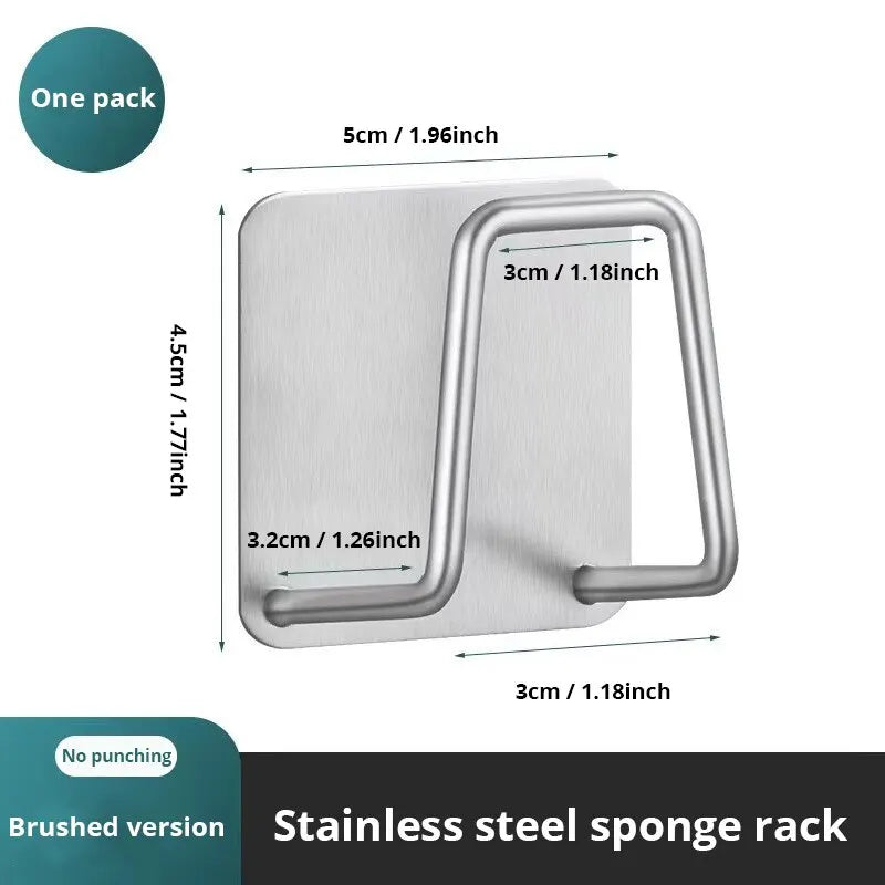 Sink Wall Sponge Holder Stainless Steel Draining Rack