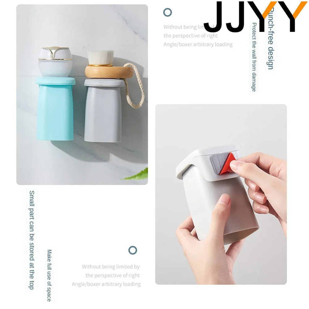 Wall Mount Toothbrush Holder Magnetic Cup & Drain Rack