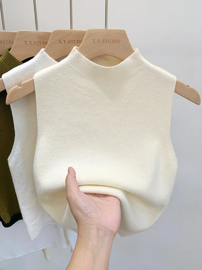 Slim Fit Sleeveless Sweater Women’s Knitted Tank