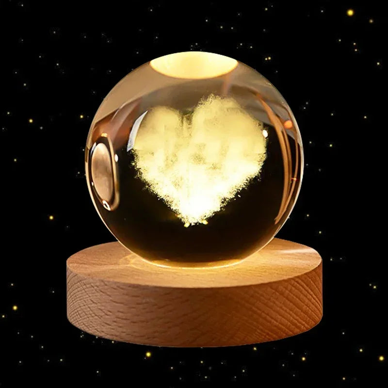Moon Crystal Ball Lamp Galaxy Glass Night Light