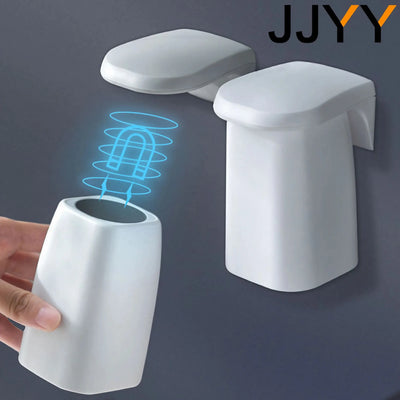 Wall Mount Toothbrush Holder Magnetic Cup & Drain Rack