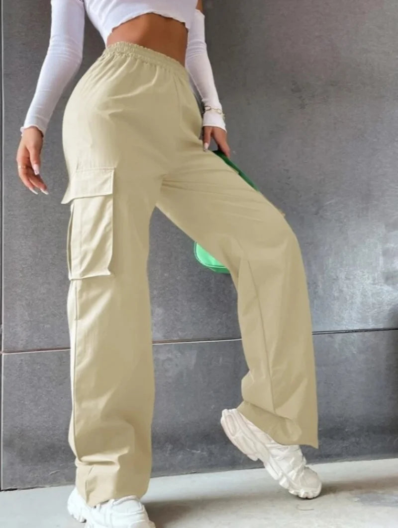 Casual Women’s Cargo Pants Elastic Waist Baggy Style