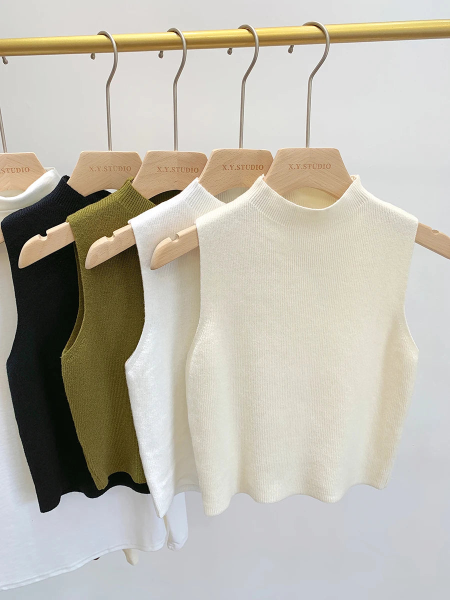 Slim Fit Sleeveless Sweater Women’s Knitted Tank