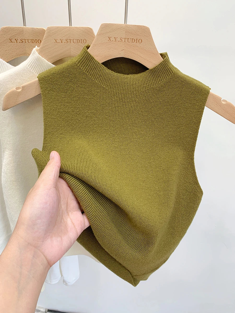 Slim Fit Sleeveless Sweater Women’s Knitted Tank