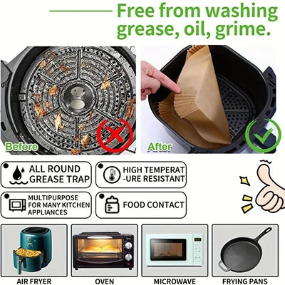 50pcs Air Fryer Paper Liners Disposable Baking Sheets