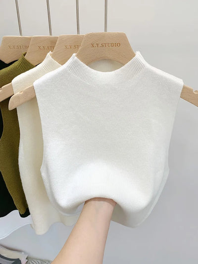 Slim Fit Sleeveless Sweater Women’s Knitted Tank