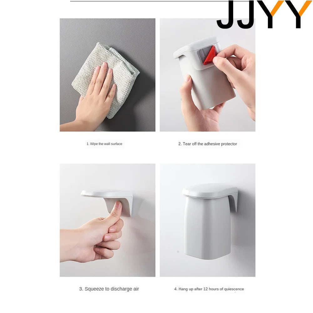 Wall Mount Toothbrush Holder Magnetic Cup & Drain Rack