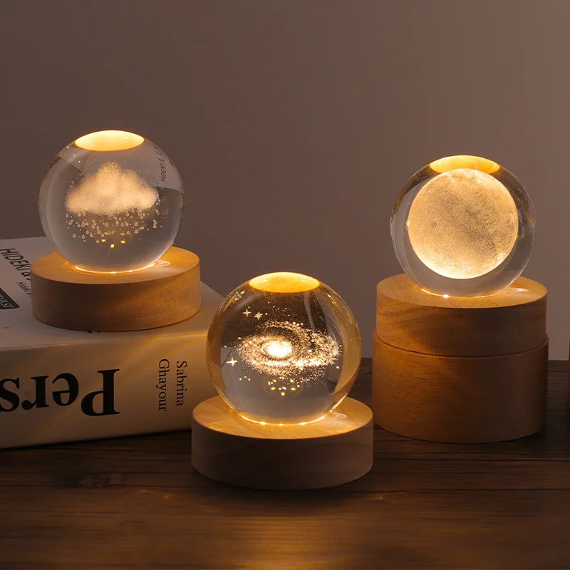 Moon Crystal Ball Lamp Galaxy Glass Night Light