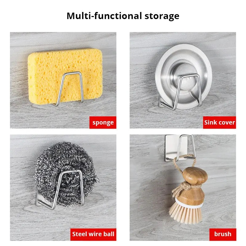 Sink Wall Sponge Holder Stainless Steel Draining Rack