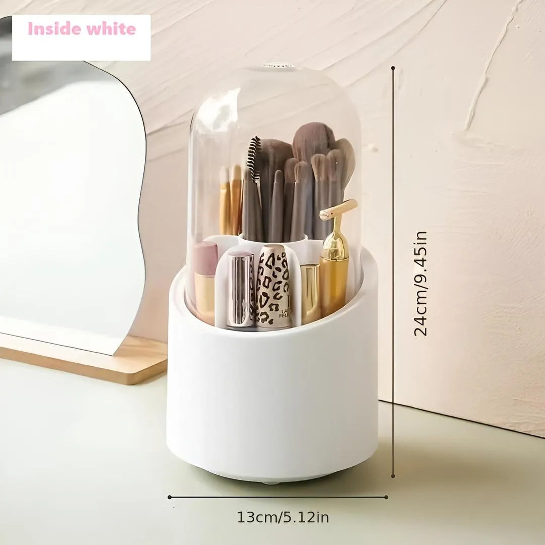 360° rotating Makeup Brush Organizer With Transparent Lid