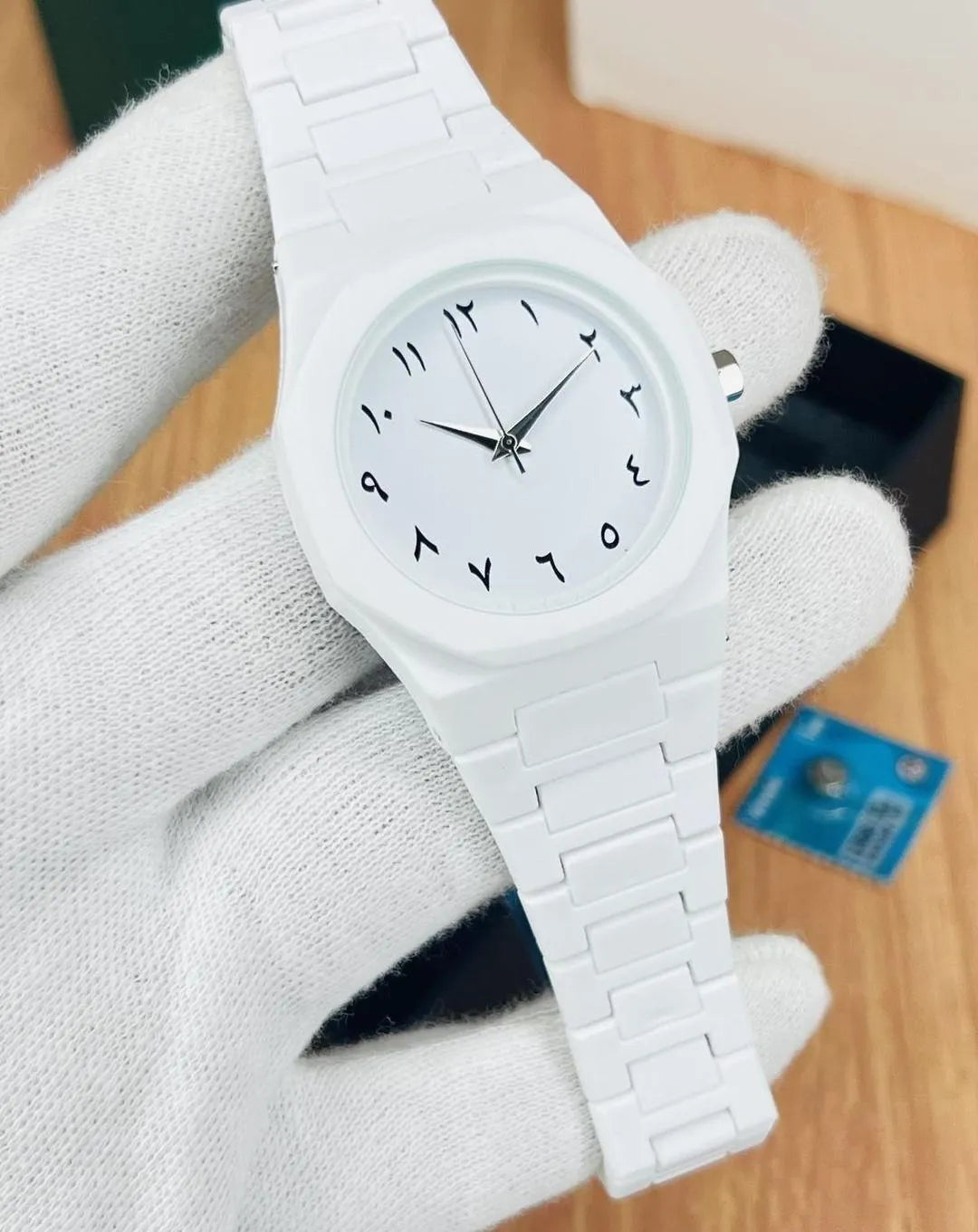 Full White Aura Watch Elegant Design Durable Build Comfortable Strap Clear Display Perfect For Daily Wear And Special Occasions