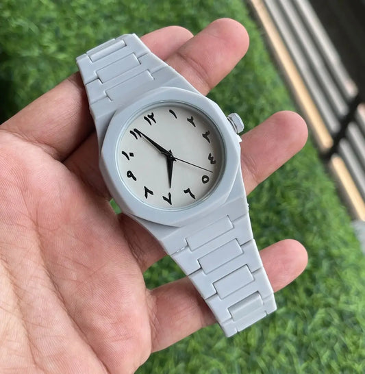 Full White Aura Watch Elegant Design Durable Build Comfortable Strap Clear Display Perfect For Daily Wear And Special Occasions