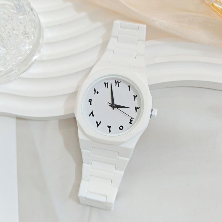 Full White Aura Watch Elegant Design Durable Build Comfortable Strap Clear Display Perfect For Daily Wear And Special Occasions